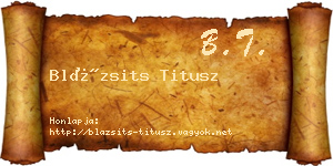 Blázsits Titusz névjegykártya